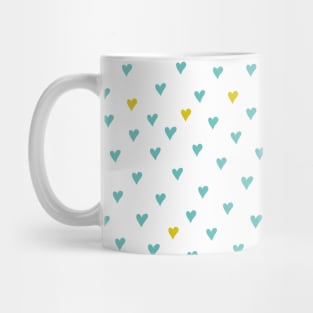 Pattern with blue and yellow hearts Mug